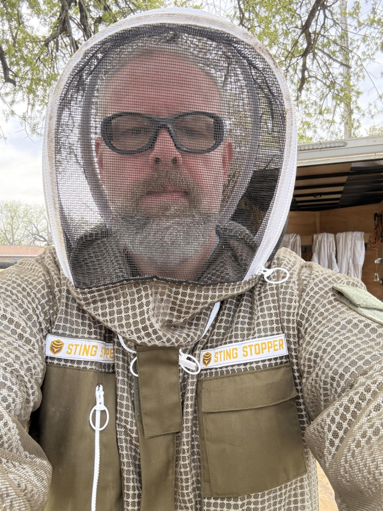 Texas beekeeper at work in the apiary